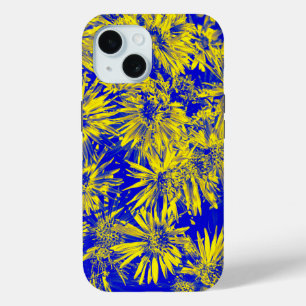 Coque Case-Mate iPhone Fleurs jaunes sur fond bleu