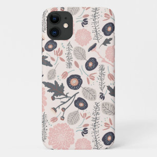 Case-Mate iPhone Case Fleurs Joueuses Gris Rose Noir