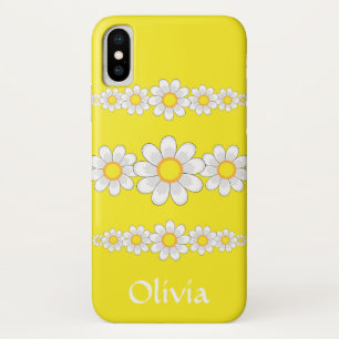 Case-Mate iPhone Case Fleurs marguerites blanches modernes Jaune