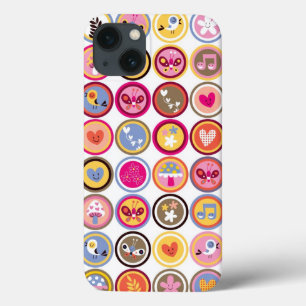 Coques Pour iPhone fleurs mignonnes, oiseaux, coeur motif