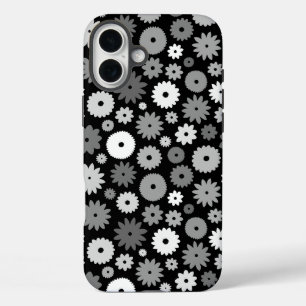Coque Pour iPhone 16 Plus Fleurs Monochromes à Motif Répété