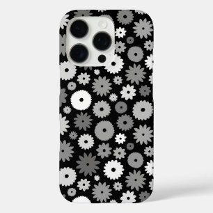 Coque iPhone 16 Pro Fleurs monochromes à motif répétitif