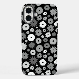 Coque Pour iPhone 16 Plus Fleurs monochromes à motif répétitif