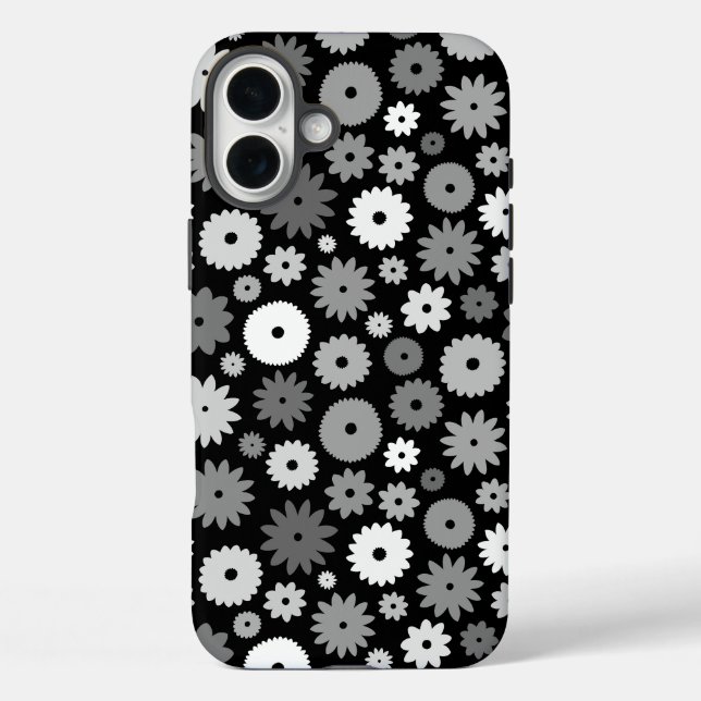 Coques Case-Mate iPhone Fleurs monochromes à motif répétitif (Verso)