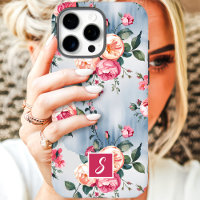 Fleurs monogrammes roses et pêche