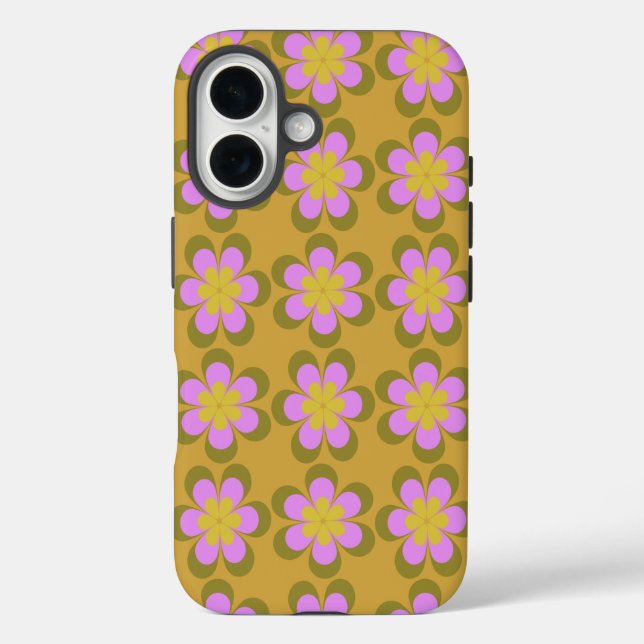 Coques Case-Mate iPhone Fleurs Mood rétro Motif en Jaune et Violet (Verso)