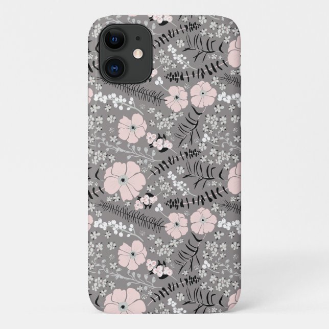 Coques Case-Mate iPhone Fleurs Motifs blanches rose pâle (Dos)
