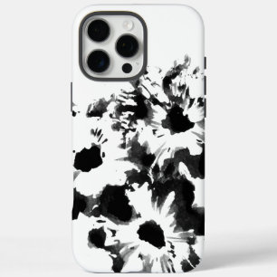 Coque iPhone 16 Pro Max Fleurs noir et blanc, œuvre d'art originale