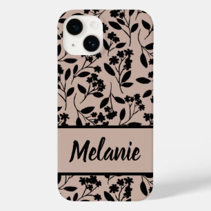 Coque Case-Mate iPhone Fleurs noires élégantes sur Dusty Rose Botanical