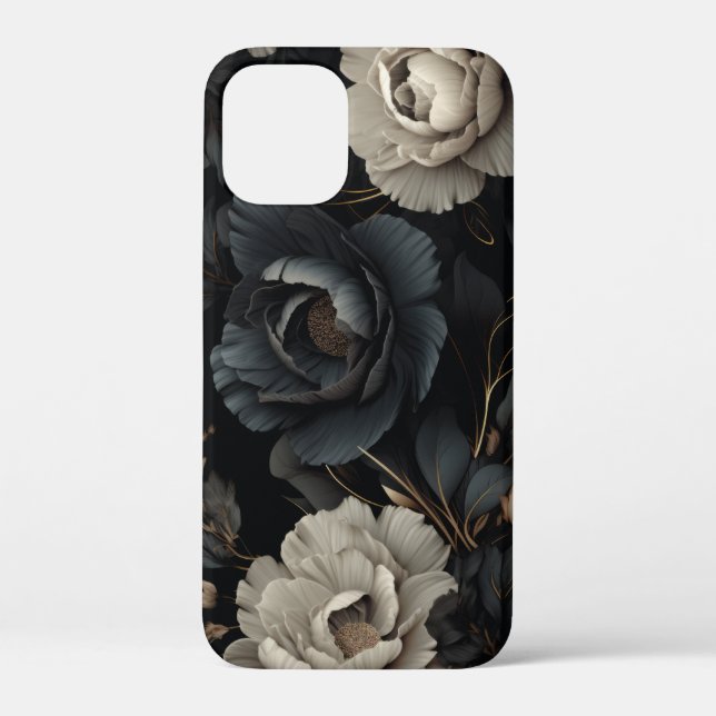 Coques Case-Mate iPhone Fleurs noires et blanches (Verso)