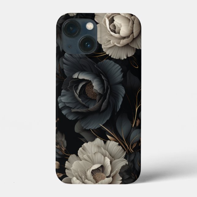 Coques Case-Mate iPhone Fleurs noires et blanches (Verso)