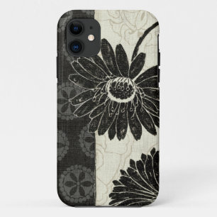 Coque iPhone 11 Fleurs noires et blanches