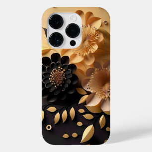 Coque Case-Mate iPhone Fleurs noires et or 3D