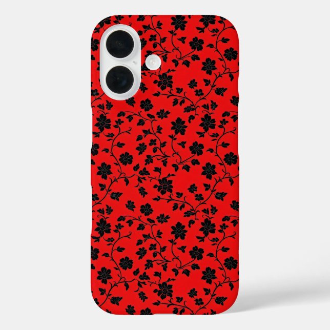 Coques Case-Mate iPhone Fleurs noires Motif rouge (Verso)