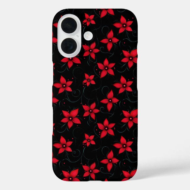 Coques Case-Mate iPhone Fleurs noires rouges classiques (Verso)