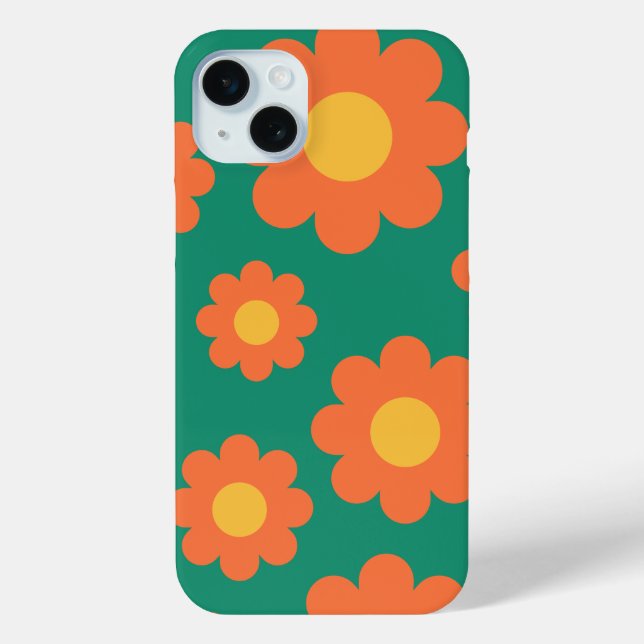 Coques Case-Mate iPhone Fleurs orange rétro (Verso)