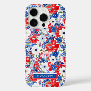 Coque iPhone 16 Pro Fleurs Patriotiques Monogrammées