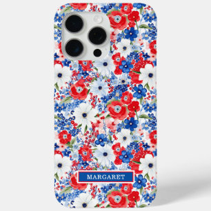 Coque Case-Mate iPhone Fleurs Patriotiques Monogrammées
