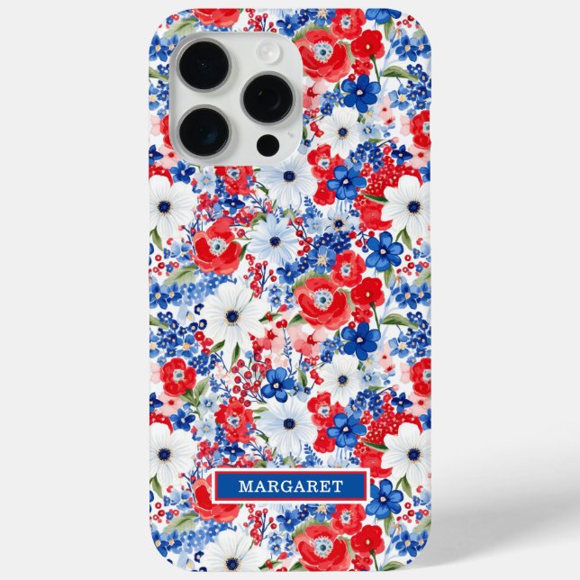 Coques Case-Mate iPhone Fleurs Patriotiques Monogrammées (Verso)