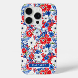 Coque Case-Mate iPhone Fleurs Patriotiques Monogrammées