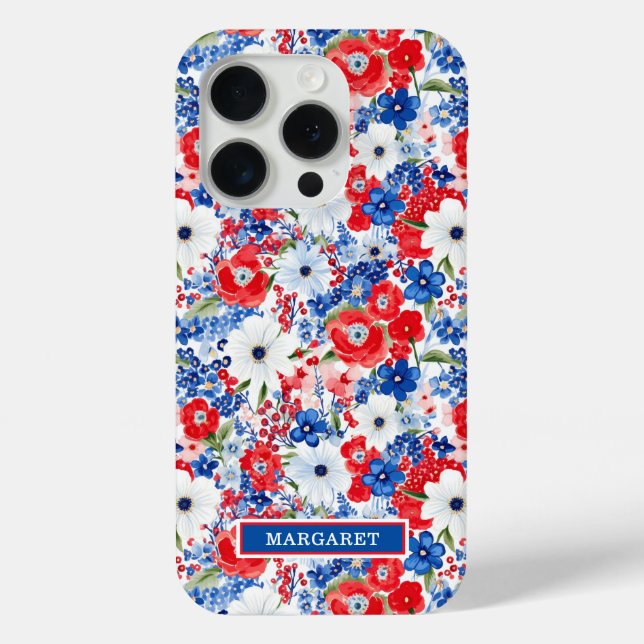 Coques Case-Mate iPhone Fleurs Patriotiques Monogrammées (Verso)
