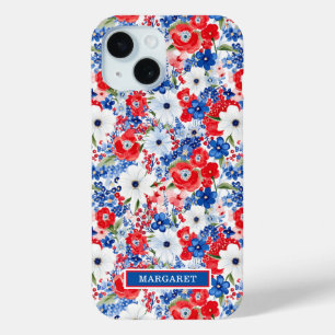 Coque Case-Mate iPhone Fleurs Patriotiques Monogrammées