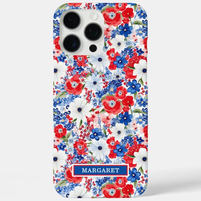 Coques Case-Mate iPhone Fleurs Patriotiques Monogrammées (Verso)