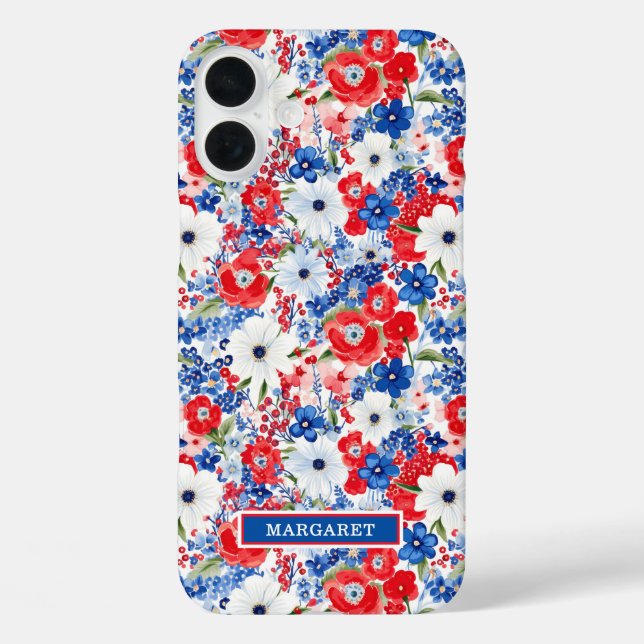 Coques Case-Mate iPhone Fleurs Patriotiques Monogrammées (Verso)