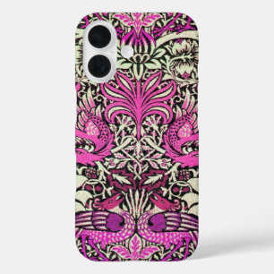 Coques iPhone 16 FLEURS, PEACOCKS ET DRAGONS Rose violet blanc