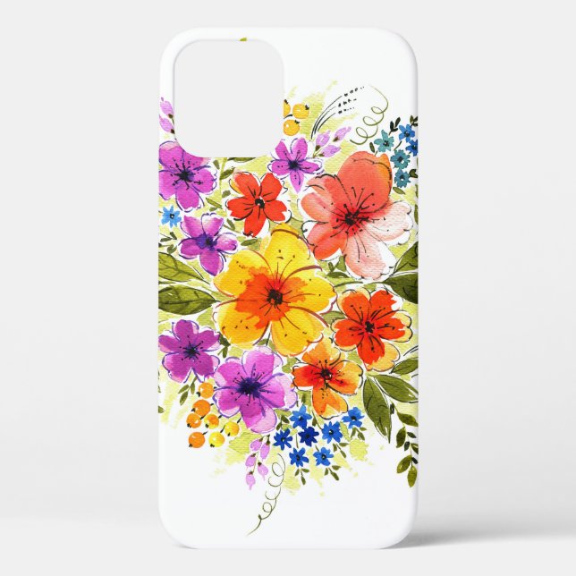 Coques Case-Mate iPhone Fleurs peintes à la main, bouquet aquarelle clair. (Verso)