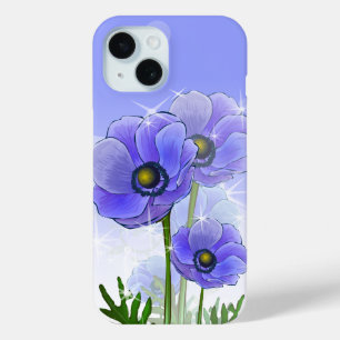 Coque Pour iPhone 15 Fleurs pourpres bleues d'anémone