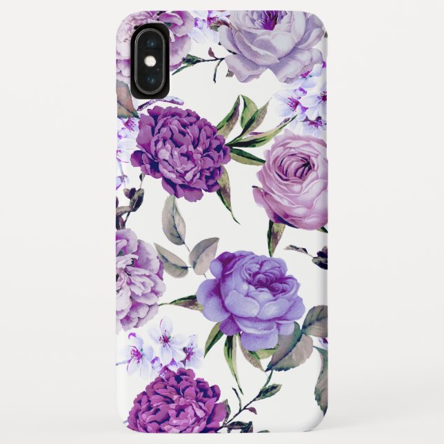 Coques Case-Mate iPhone Fleurs pourpres lilas violettes Girly élégantes (Dos)