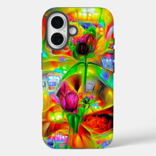 Coque Pour iPhone 16 Fleurs psychédéliques Abstraites