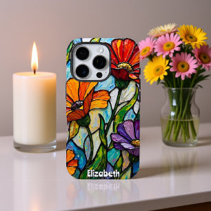 Coque iPhone 16 Pro Fleurs radiantes dans des panneaux de verre