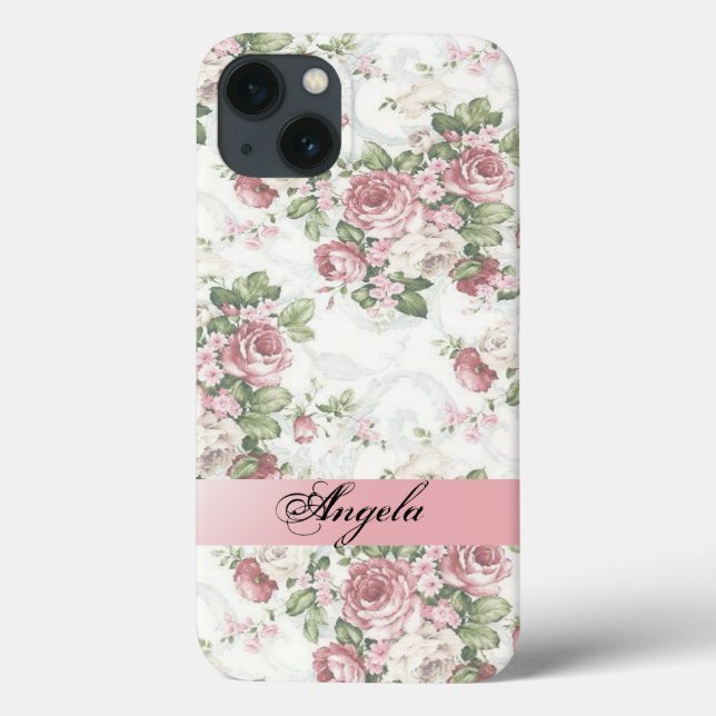 Coques Case-Mate iPhone Fleurs rétro shabby chic - Personnalisé  (Verso)