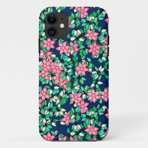 Etui iPhone Case-Mate Fleurs roses, arrière - plan bleu foncé