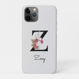 Case-Mate iPhone Case Fleurs roses avec initiale Z brodée