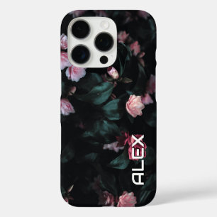 Coque iPhone 16 Pro Fleurs roses claires sur feuillage vert riche