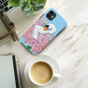 Case-Mate iPhone Case Fleurs roses cygnes blanches