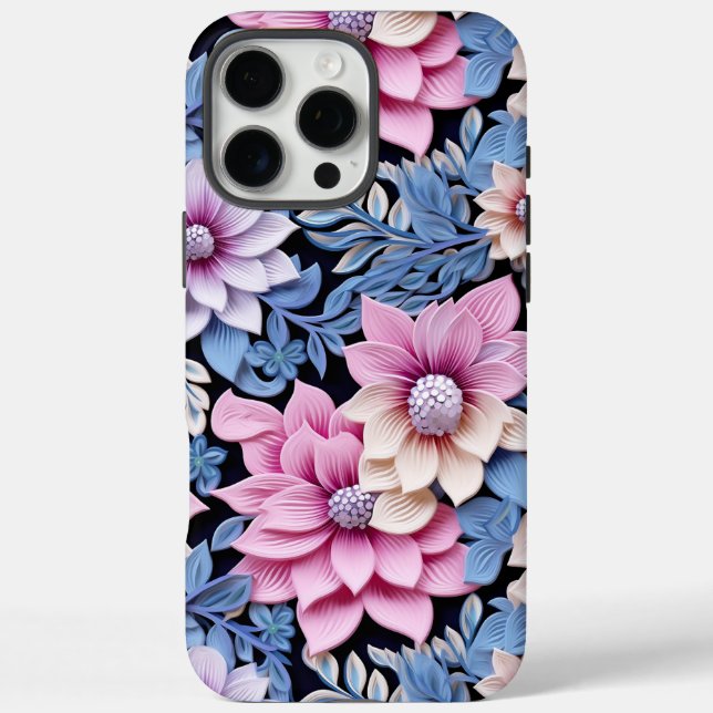 Coques Case-Mate iPhone Fleurs roses en relief  (Verso)
