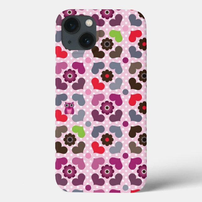 Coques Case-Mate iPhone fleurs roses et hibou motif (Verso)