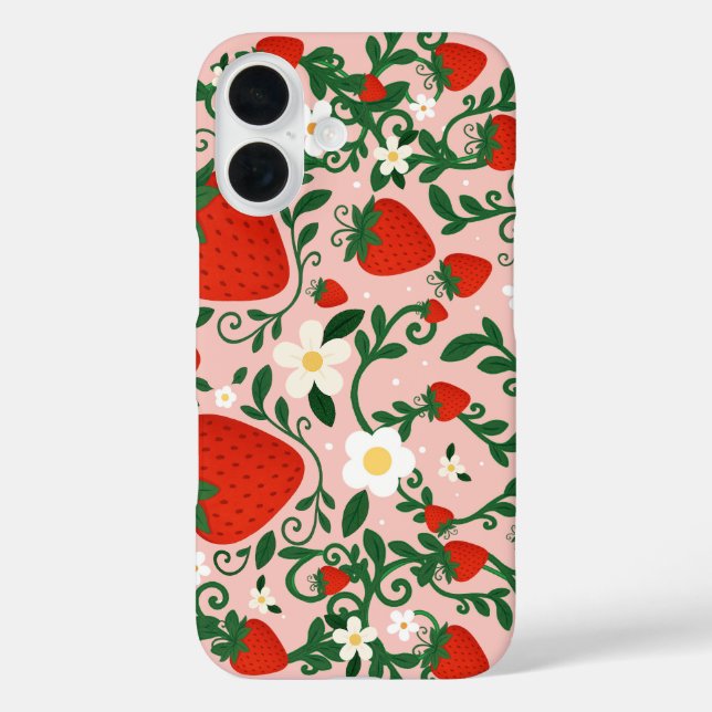 Coques Case-Mate iPhone Fleurs roses et rouges de vignes fraise mignonnes (Verso)