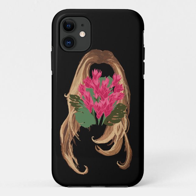 Coques Case-Mate iPhone Fleurs roses et visage femme (Dos)