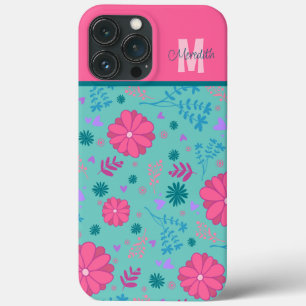 Case-Mate iPhone Case Fleurs roses Inspirété Nom personnalisé Monogramme