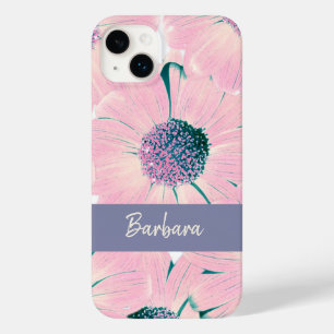 Coque Case-Mate iPhone Fleurs roses Nom personnalisable Moderne