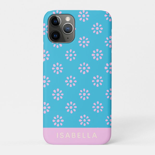 Coques Case-Mate iPhone Fleurs roses turquoise Motif Boho Personnalisé (Dos)