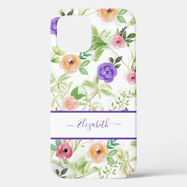 Coques Case-Mate iPhone Fleurs roses violettes blanches personnalisées (Verso)