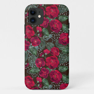 Case-Mate iPhone Case Fleurs rouges, aquarelle motifs floraux.