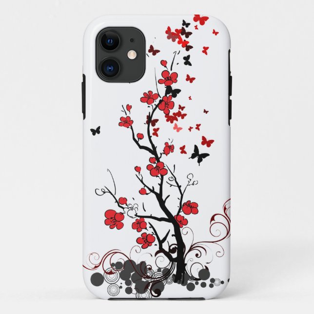Coques Case-Mate iPhone Fleurs rouges et noires (Dos)