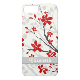 Coque iPhone 8/7 Fleurs rouges Magnolia couture